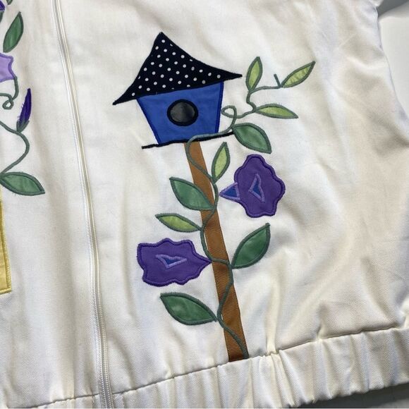 Vintage Southern Stitches & More Cotton Hummingbird Embroidered Jacket Lined L - Picture 6 of 14